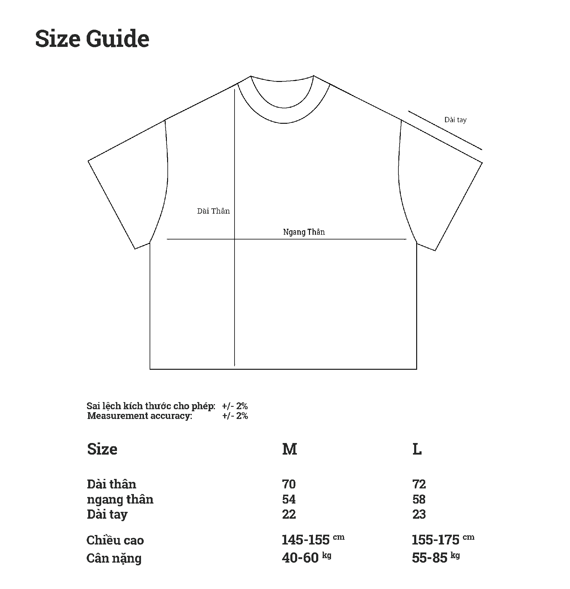 Mono size guide tee